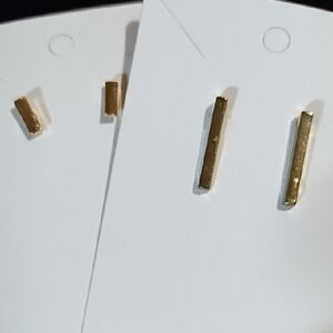 Set Of 2 Gold Tone Metal Bar Stud Earrings
